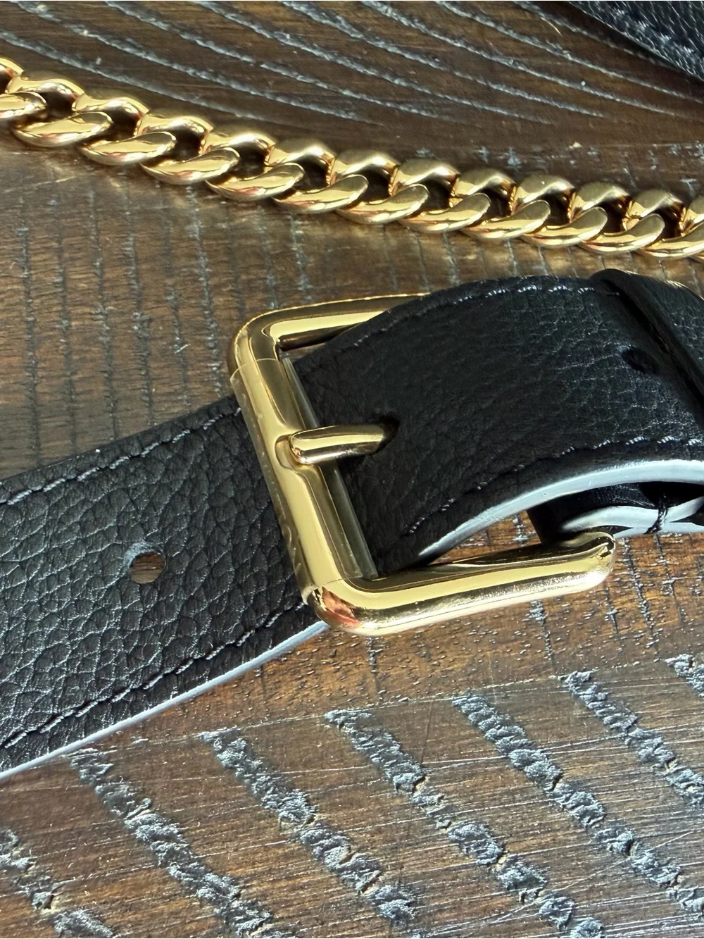 Louis Vuitton Black Crossbody with Gold LV Logo and Chain